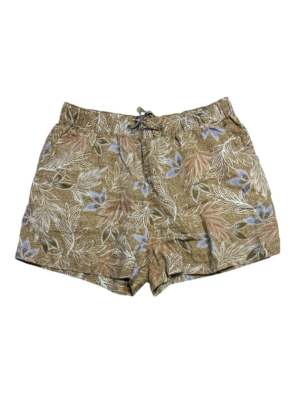 100% Linen,Cynthia Rowley Brown Floral Drawstring Shorts